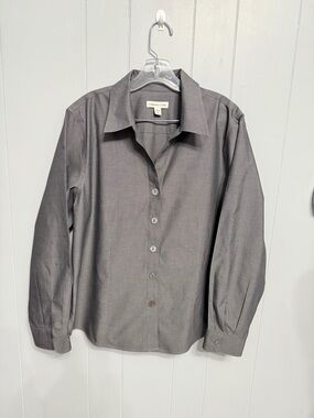 #14)  Coldwater Creek Cotton No-Iron Gray Long-Sleeve Dress Shirt